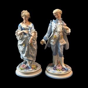 Antique French Bisque Figurines – 16” Pair of Elegant Man and Woman